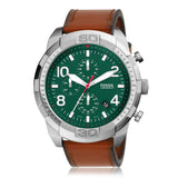 Fossil Bronson Chronograph Green Dial Brown Leather Strap Watch for Men - FS5738 Authentic Buy Shop Now