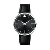 Movado Ultra Slim Black Dial Black Leather Strap Watch For Men - 0607086 Authentic Buy Shop Now