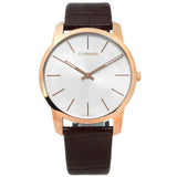 Calvin Klein City Silver Dial Brown Leather Strap Watch For Men - K2G21629 Authentic Buy Shop Now