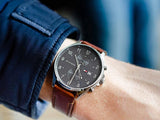 Tommy Hilfiger West Chronograph Grey Dial Brown Leather Strap Watch For Men - 1791710 Authentic Buy Shop Now