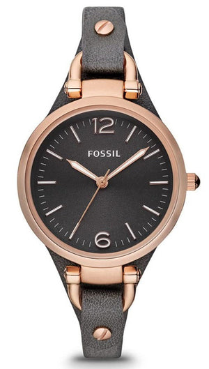 Fossil Georgia Smoke Grey Dial Grey Leather Strap Watch for Women - ES3077 Authentic Buy Shop Now