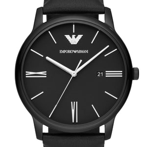 Emporio Armani Minimalist Analog Black Dial Black Leather Strap Watch For Men - AR11573 Authentic Buy Shop Now
