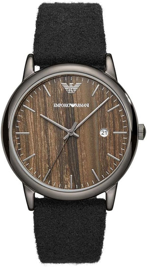 Emporio Armani Luigi Analog Brown Dial Black Leather Strap Watch For Men - AR11156 Authentic Buy Shop Now