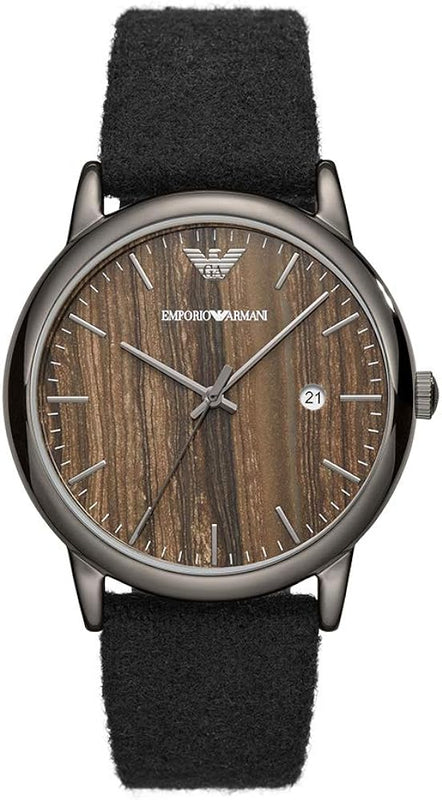 Emporio Armani Luigi Analog Brown Dial Black Leather Strap Watch For Men - AR11156 Authentic Buy Shop Now
