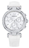 Swarovski Era Journey Silver Dial White Leather Strap Watch for Women - 5295346 Authentic Buy Shop Now
