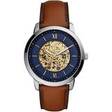 Fossil Townsman Automatic Skeleton Blue Dial Brown Leather Strap Watch for Men - ME3154 Authentic Buy Shop Now