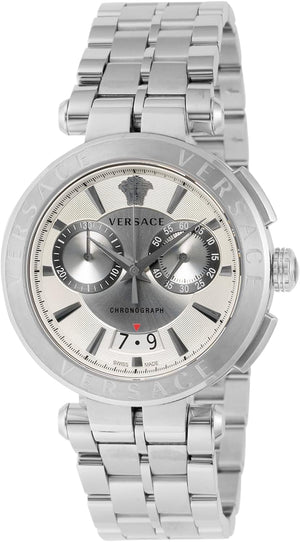 Versace Aion Chronograph White Dial Silver Steel Strap Watch for Men - VBR040017 Authentic Buy Shop Now