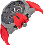 Diesel Mega Chief Chronograph Black Dial Red Silicone Strap Watch For Men - DZ4427 Authentic Buy Shop Now