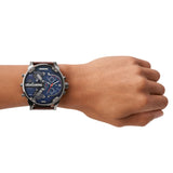 Diesel Mr Daddy Chronograph Blue Dial Brown Leather Strap Watch For Men - DZ7314 Authentic Buy Shop Now
