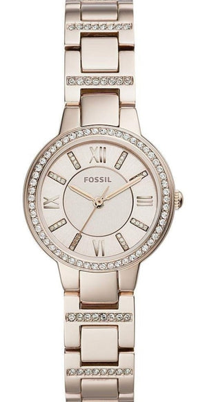Fossil Virginia Pink Dial Pink Steel Strap Watch for Women - ES4482 Authentic Buy Shop Now