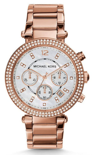 Michael Kors Parker White Dial with Diamonds Rose Gold Steel Strap Watch for Women - MK5491 Authentic Buy Shop Now