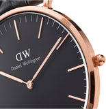 Daniel Wellington Classic Sheffield Black Dial Black Leather Strap Watch For Women - DW00100139 Authentic Buy Shop Now