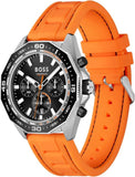 Hugo Boss Energy Chronograph Quartz Black Dial Orange Rubber Strap Watch For Men - 1513970 Authentic Buy Shop Now
