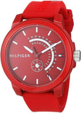 Tommy Hilfiger Denim Quartz Red Dial Red Rubber Strap Watch for Men - 1791480 Authentic Buy Shop Now