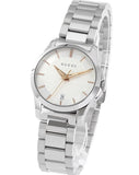 Gucci G Timeless Silver Dial Silver Steel Strap Watch For Women - YA126523 Authentic Buy Shop Now