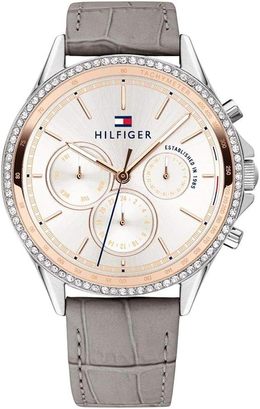 Tommy Hilfiger Ari Diamonds White Dial Grey Leather Strap Watch for Women - 1781980 Authentic Buy Shop Now