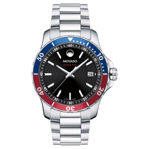 Movado Series 800 Pepsi Black Dial Silver Steel Strap Watch for Men - 2600152 Authentic Buy Shop Now