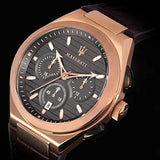 Maserati Triconic Chronograph Grey Dial Brown Leather Strap Watch For Men - R8871639003 Authentic Buy Shop Now