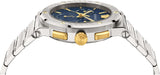 Versace Greca Quartz Blue Dial Silver Steel Strap Watch For Men - VEZ900221 Authentic Buy Shop Now