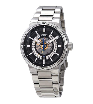 Oris TT1 Engine Date Skeleton Black Dial Silver Steel Strap Watch for Men - 0173377524124-0782408 Authentic Buy Shop Now
