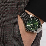 Emporio Armani Three Hand Green Dial Silver Steel Strap Watch For Men - AR11338 Authentic Buy Shop Now
