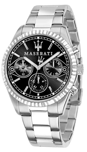 Maserati Competizione Chronograph Black Dial Silver Steel Strap Watch For Men - R8853100014 Authentic Buy Shop Now