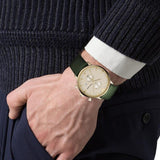 Emporio Armani Chronograph Champagne Dial Green Leather Strap Watch For Men - AR1722 Authentic Buy Shop Now