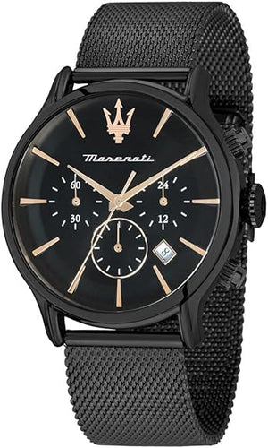 Maserati Epoca Chronograph Black Dial Black Mesh Strap Watch For Men - R8873618013 Authentic Buy Shop Now