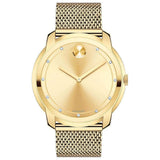 Movado Bold Diamonds Gold Dial Gold Mesh Bracelet Watch For Men - 3600460 Authentic Buy Shop Now