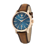Maserati Epoca Blue Dial Brown Leather Strap Watch For Men - R8851118001 Authentic Buy Shop Now
