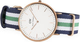 Daniel Wellington Classic Nottingham White Dial Two Tone NATO Strap Watch For Men - 0108DW Authentic Buy Shop Now
