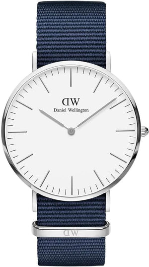 Daniel Wellington Classic Bayswater White Dial Blue NATO Strap Watch For Men - DW00100276 Authentic Buy Shop Now