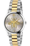 Gucci G Timeless Quartz Silver Dial Two Tone Steel Strap Watch For Women - YA126596 Authentic Buy Shop Now