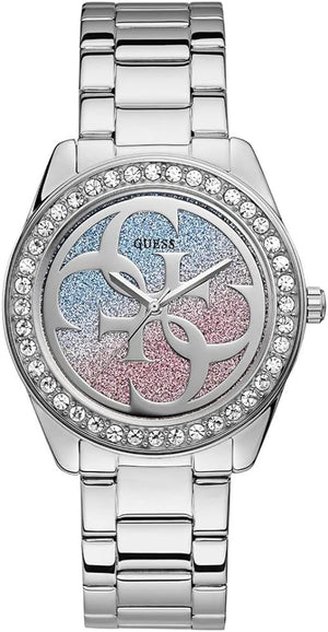 Guess G Twist Diamonds Silver Dial Silver Steel Strap Watch For Women - W1201L1 Authentic Buy Shop Now