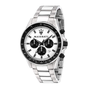 Maserati SFIDA Chronograph White Dial Silver Steel Strap Watch For Men - R8873640003 Authentic Buy Shop Now