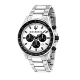 Maserati SFIDA Chronograph White Dial Silver Steel Strap Watch For Men - R8873640003 Authentic Buy Shop Now
