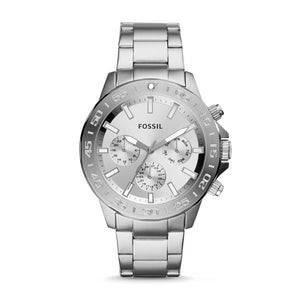 Fossil Bannon Multifunction Chronograph Silver Dial Silver Steel Strap Watch for Men - BQ2490 Authentic Buy Shop Now