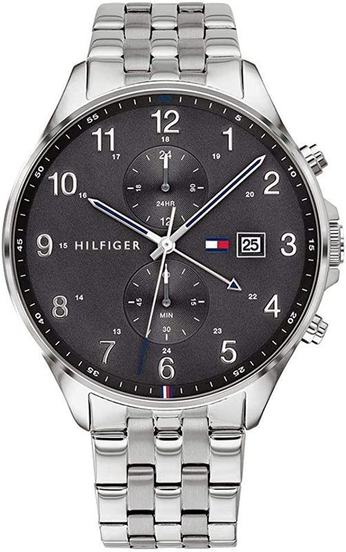 Tommy Hilfiger West Quartz Black Dial Silver Steel Strap Watch For Men - 1791707 Authentic Buy Shop Now
