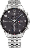 Tommy Hilfiger West Quartz Black Dial Silver Steel Strap Watch For Men - 1791707 Authentic Buy Shop Now