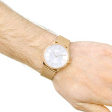 Calvin Klein Minimal White Dial Rose Gold Mesh Bracelet Watch for Men - K3M21626 Authentic Buy Shop Now