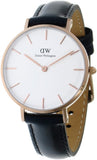 Daniel Wellington Petite Sheffield White Dial Black Leather Strap Watch For Women - DW00100174 Authentic Buy Shop Now