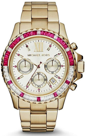 Michael Kors Everest Chronograph Gold Dial Gold Steel Strap Watch for Women - MK5871 Authentic Buy Shop Now