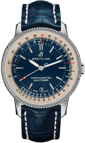 Breitling Navitimer Automatic 38mm Blue Dial Blue Leather Strap Mens Watch - A17325211C1P1 Authentic Buy Shop Now