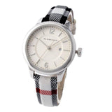 Burberry Classic Stone Silver Dial Horseberry Black Leather Strap Watch for Women - BU10103 Authentic Buy Shop Now