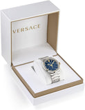 Versace Greca Quartz Blue Dial Silver Steel Strap Watch For Men - VEZ900221 Authentic Buy Shop Now