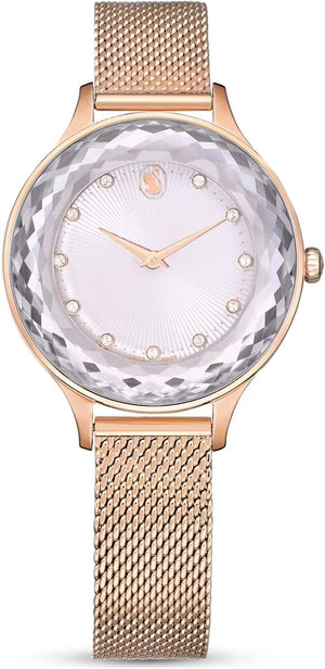 Swarovski Octea Nova Silver Dial Rose Gold Mesh Strap Watch for Women - 5650011 Authentic Buy Shop Now
