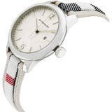 Burberry The Classic Guilloche Silver Dial Grey Leather Strap Watch for Women - BU10113 Authentic Buy Shop Now