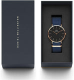 Daniel Wellington Classic Bayswater Black Dial Black NATO Strap Watch For Men - DW00100277 Authentic Buy Shop Now