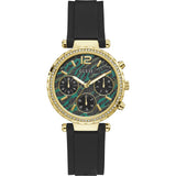 Guess Solstice Green Dial Black Rubber Strap Watch for Women - GW0113L1 Authentic Buy Shop Now