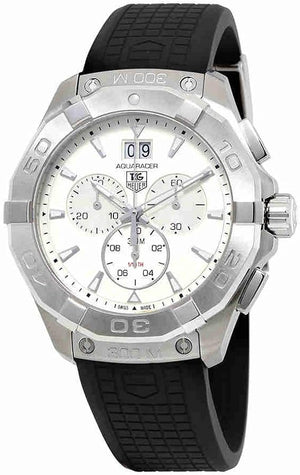 Tag Heuer Aquaracer Chronograph White Dial Black Rubber Strap Watch for Men - CAY1111.FT6041 Authentic Buy Shop Now